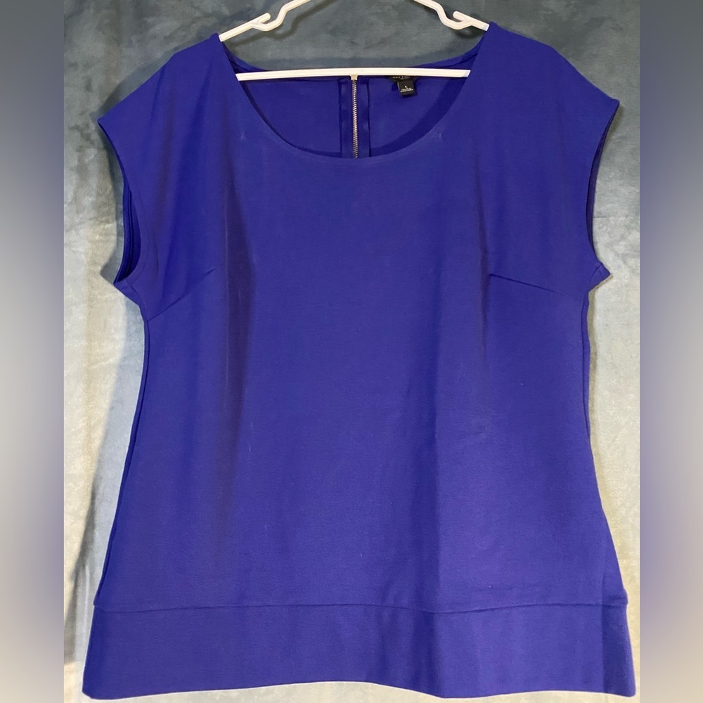 Ann Taylor Sleeveless Solid Blue Top Minimalist Style‎ Simple Elegance